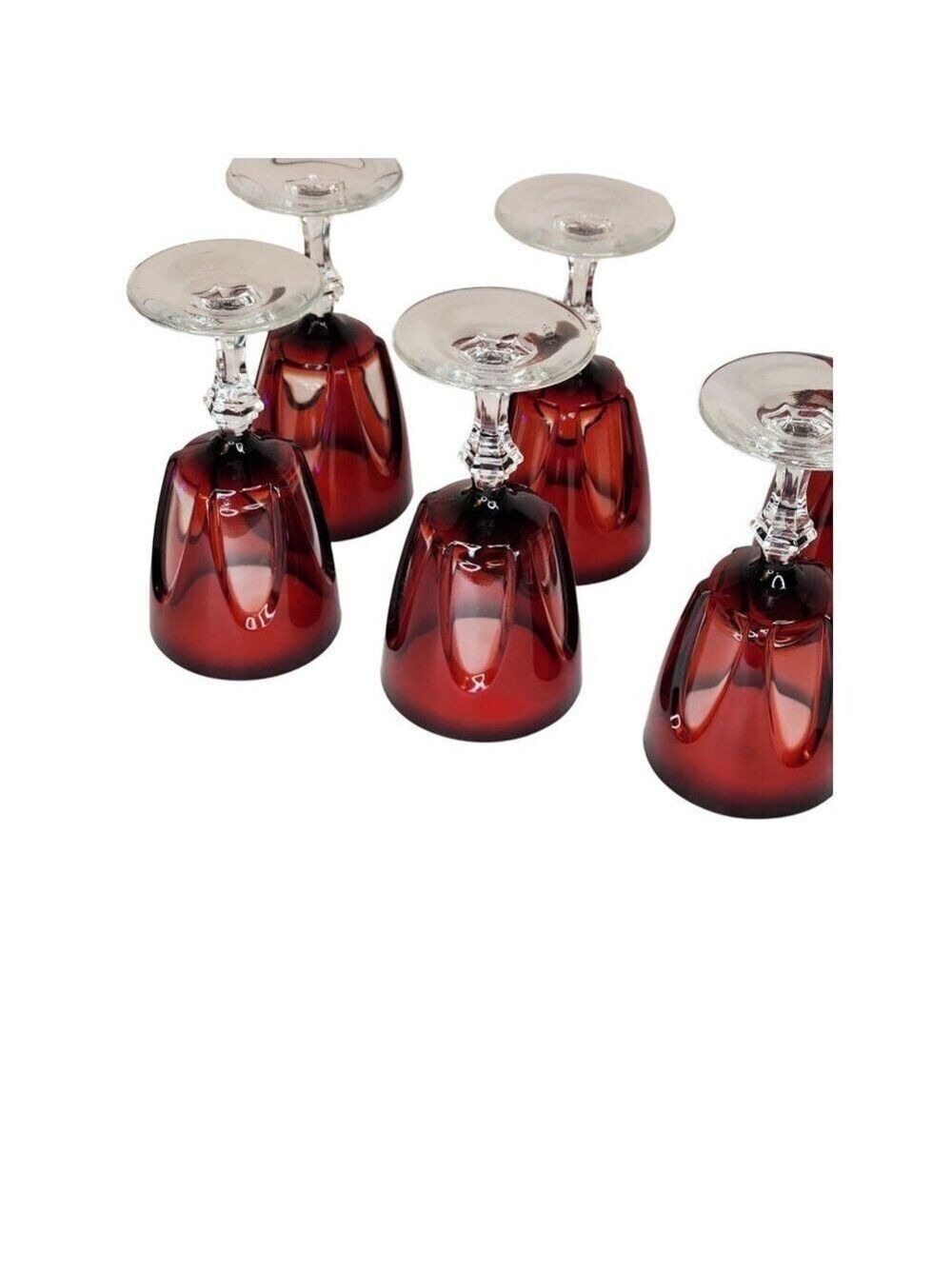 Cristal DArques Durand Ruby Wine Glasses Set Of 6 Gothic Arches Discontinued - Picture 6 of 12